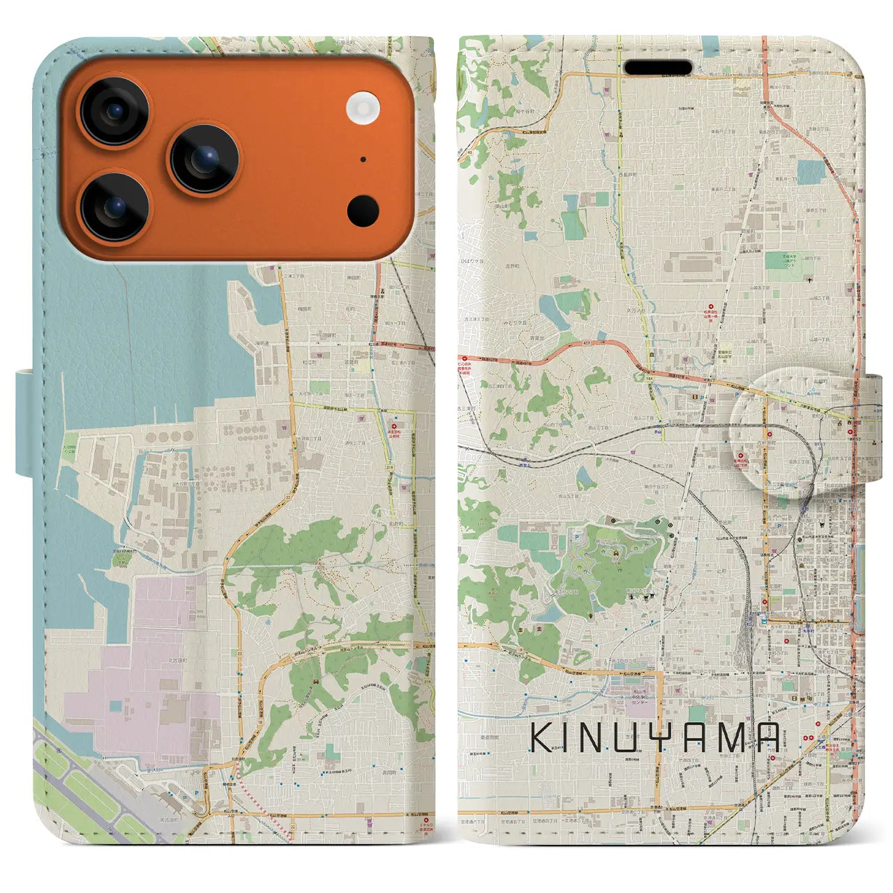 【衣山（愛媛県）】地図柄iPhoneケース（手帳タイプ）