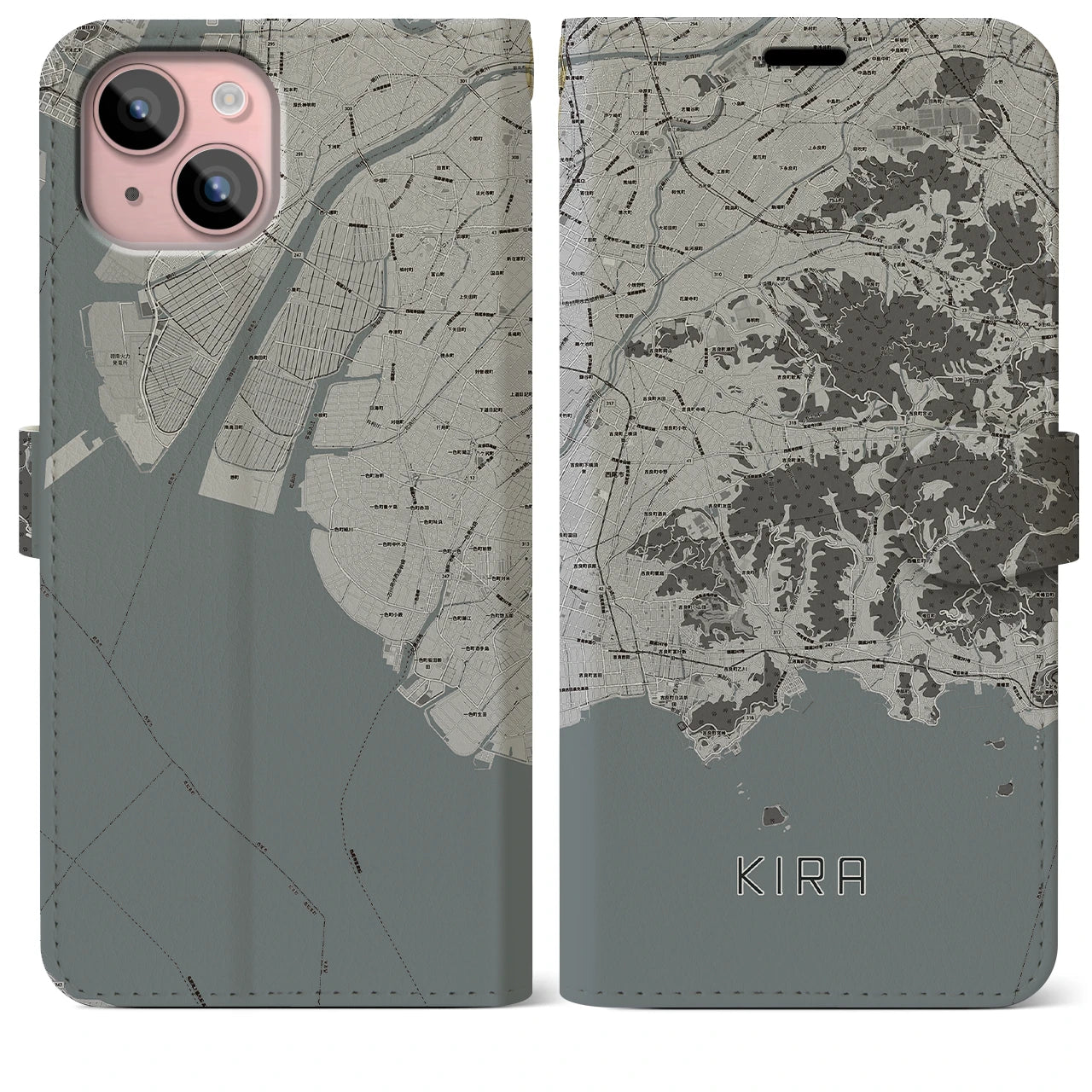 【吉良（愛知県）】地図柄iPhoneケース（手帳タイプ）