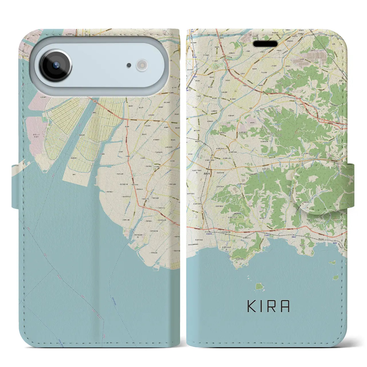 【吉良（愛知県）】地図柄iPhoneケース（手帳タイプ）