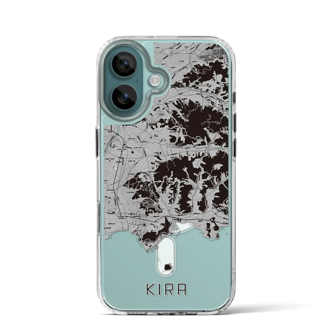 【吉良(愛知県)】地図柄iPhoneケース(MagSafeタイプ)モノトーン・iPhone 16 Pro 用