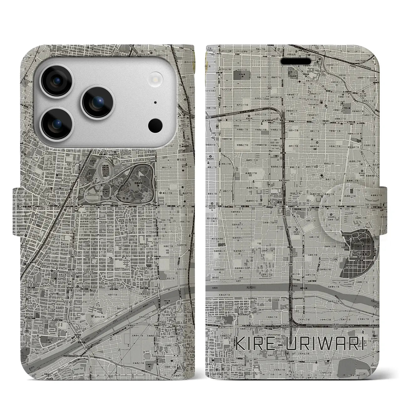 【喜連瓜破（大阪府）】地図柄iPhoneケース（手帳タイプ）