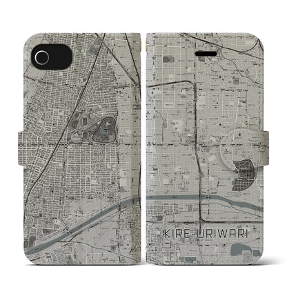 【喜連瓜破（大阪府）】地図柄iPhoneケース（手帳タイプ）モノトーン・iPhone SE（第3 / 第2世代） / 8 / 7 / 6s / 6 用