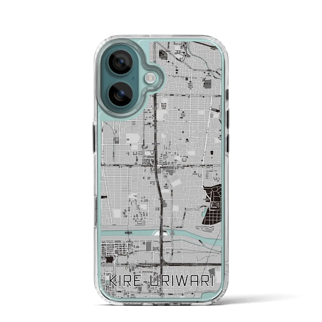 【喜連瓜破(大阪府)】地図柄iPhoneケース(MagSafeタイプ)モノトーン・iPhone 16 Pro 用