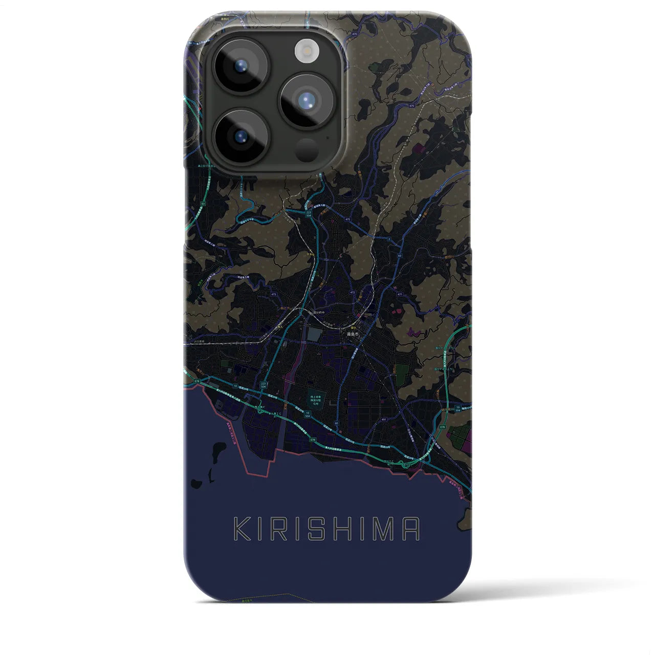 【霧島（鹿児島県）】地図柄iPhoneケース（バックカバータイプ）