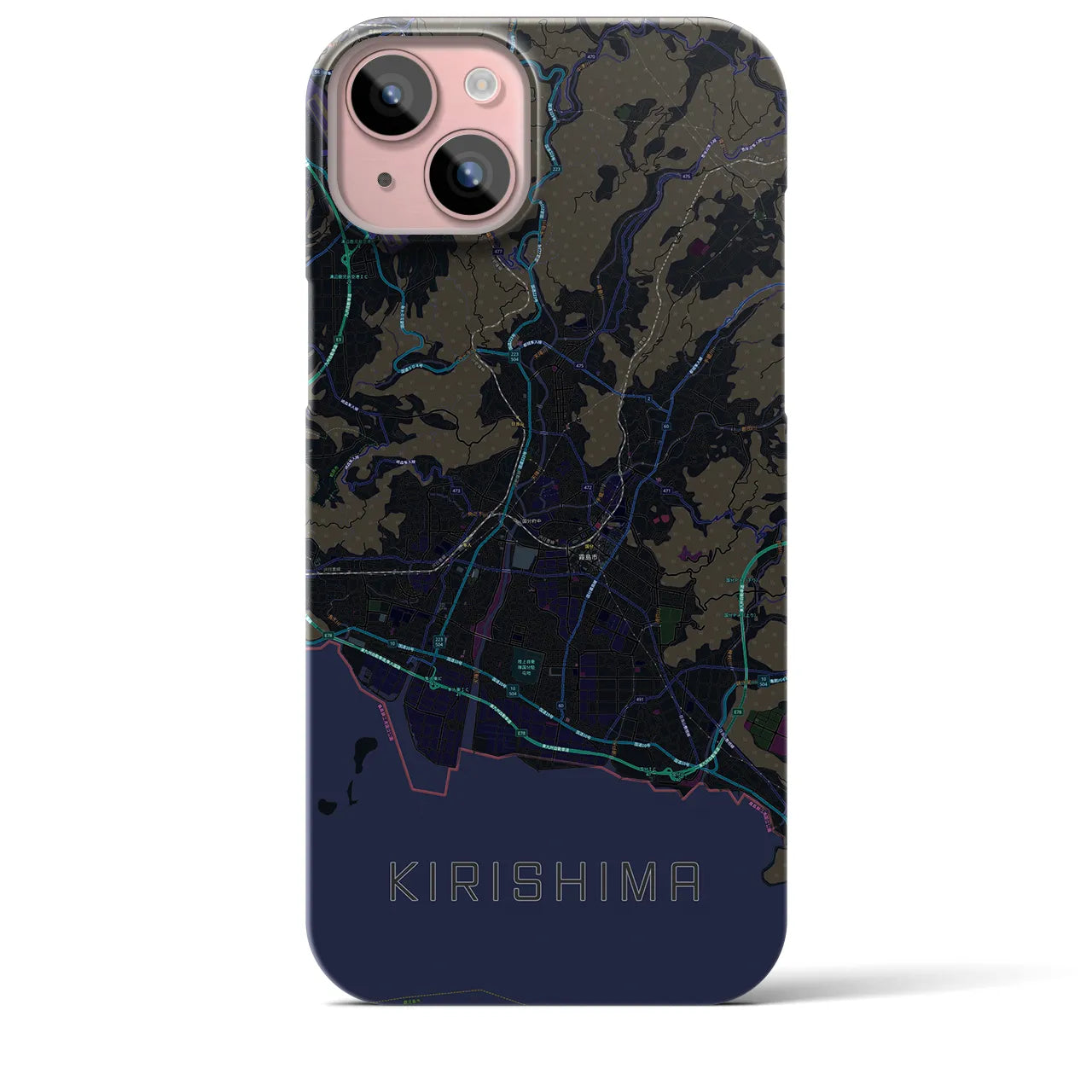 【霧島（鹿児島県）】地図柄iPhoneケース（バックカバータイプ）