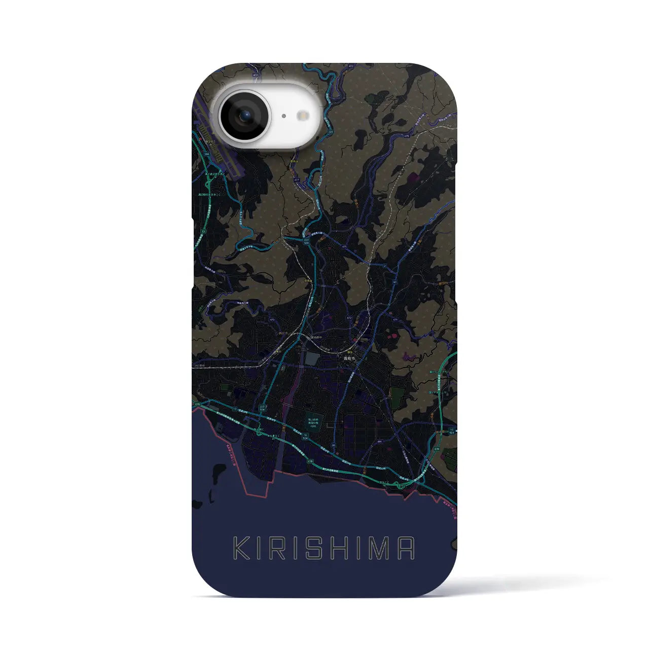 【霧島（鹿児島県）】地図柄iPhoneケース（バックカバータイプ）