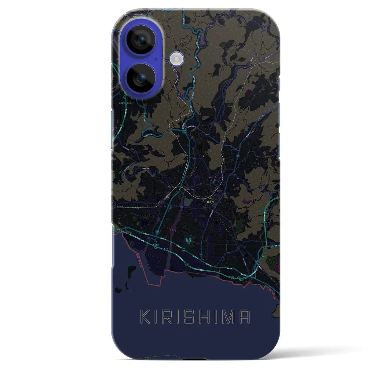 【霧島（鹿児島県）】地図柄iPhoneケース（バックカバータイプ）