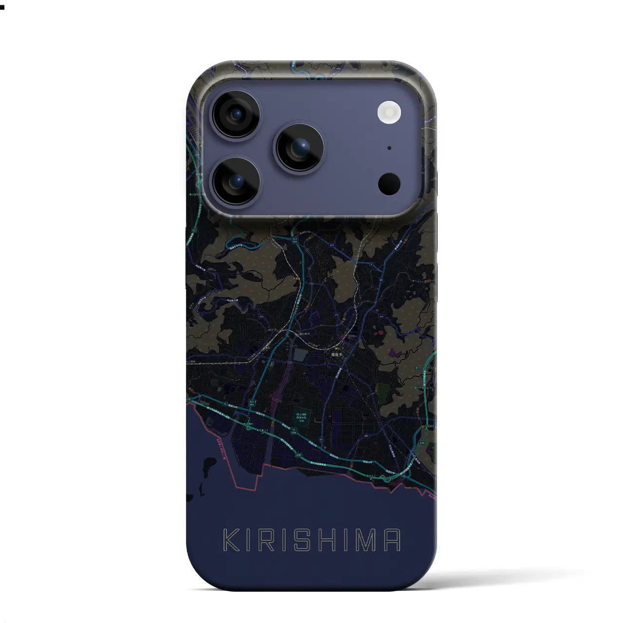 【霧島（鹿児島県）】地図柄iPhoneケース（バックカバータイプ）