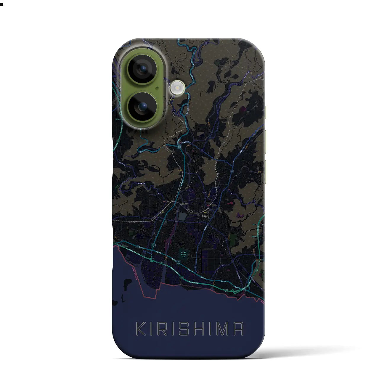 【霧島（鹿児島県）】地図柄iPhoneケース（バックカバータイプ）