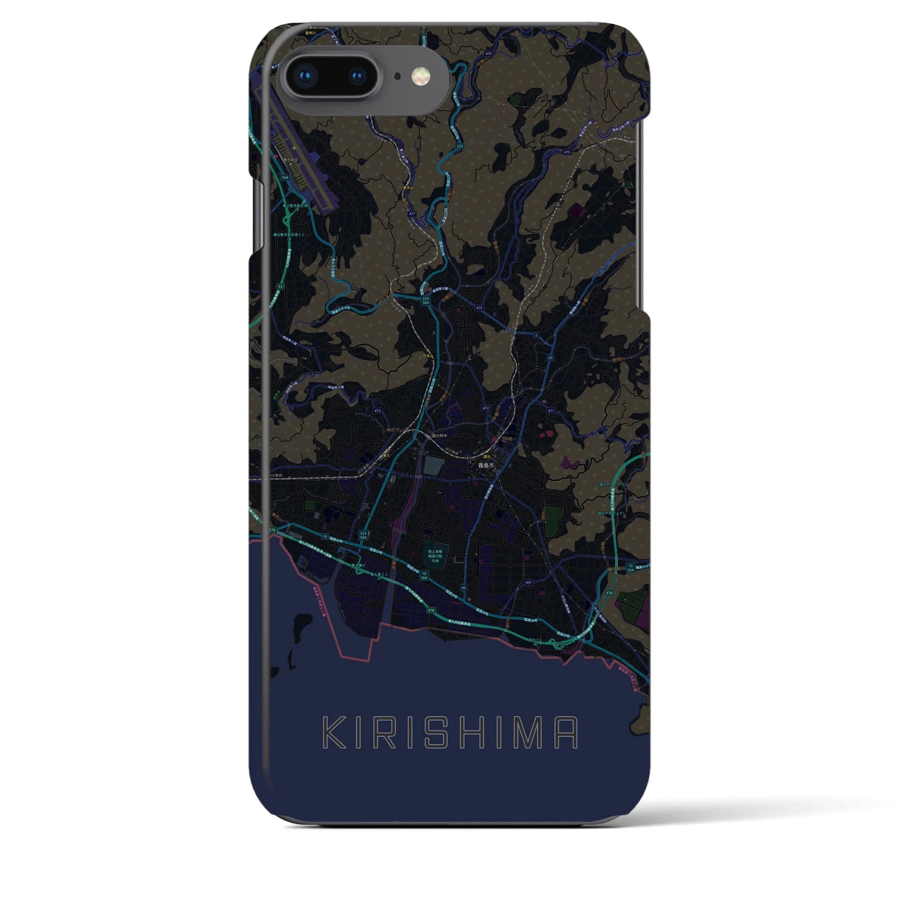 【霧島（鹿児島県）】地図柄iPhoneケース（バックカバータイプ）