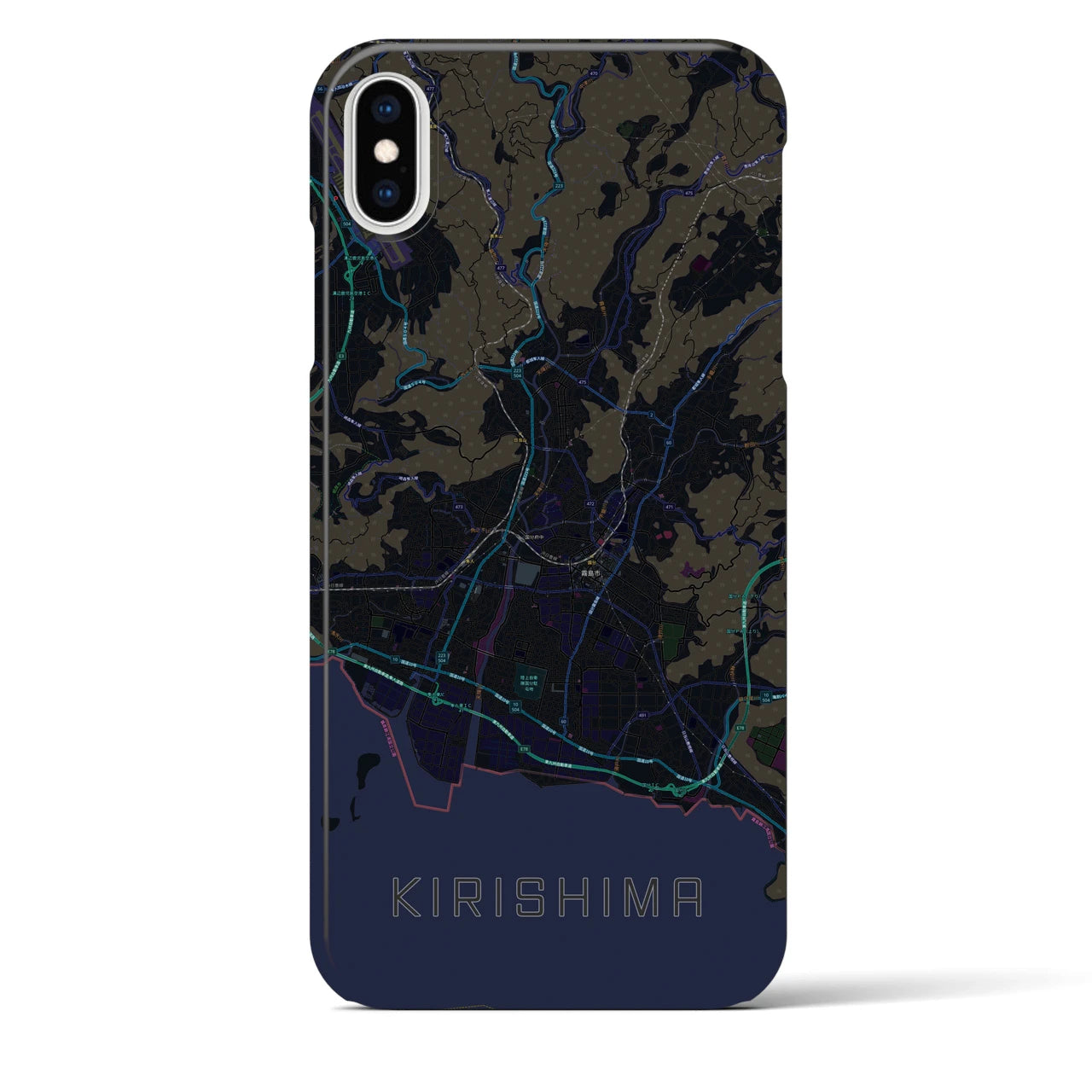 【霧島（鹿児島県）】地図柄iPhoneケース（バックカバータイプ）