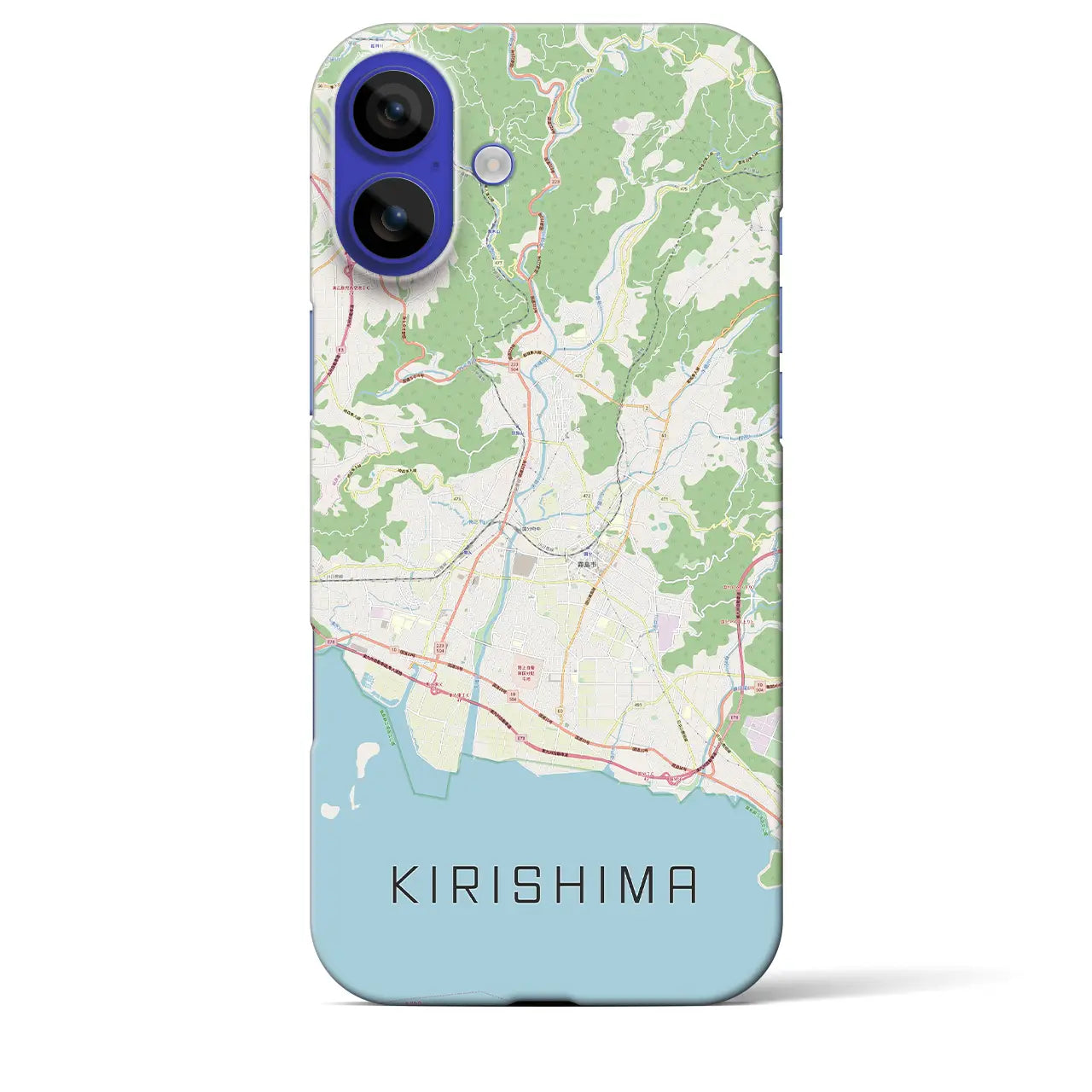 【霧島（鹿児島県）】地図柄iPhoneケース（バックカバータイプ）ブラック・iPhone 16 Pro Max 用