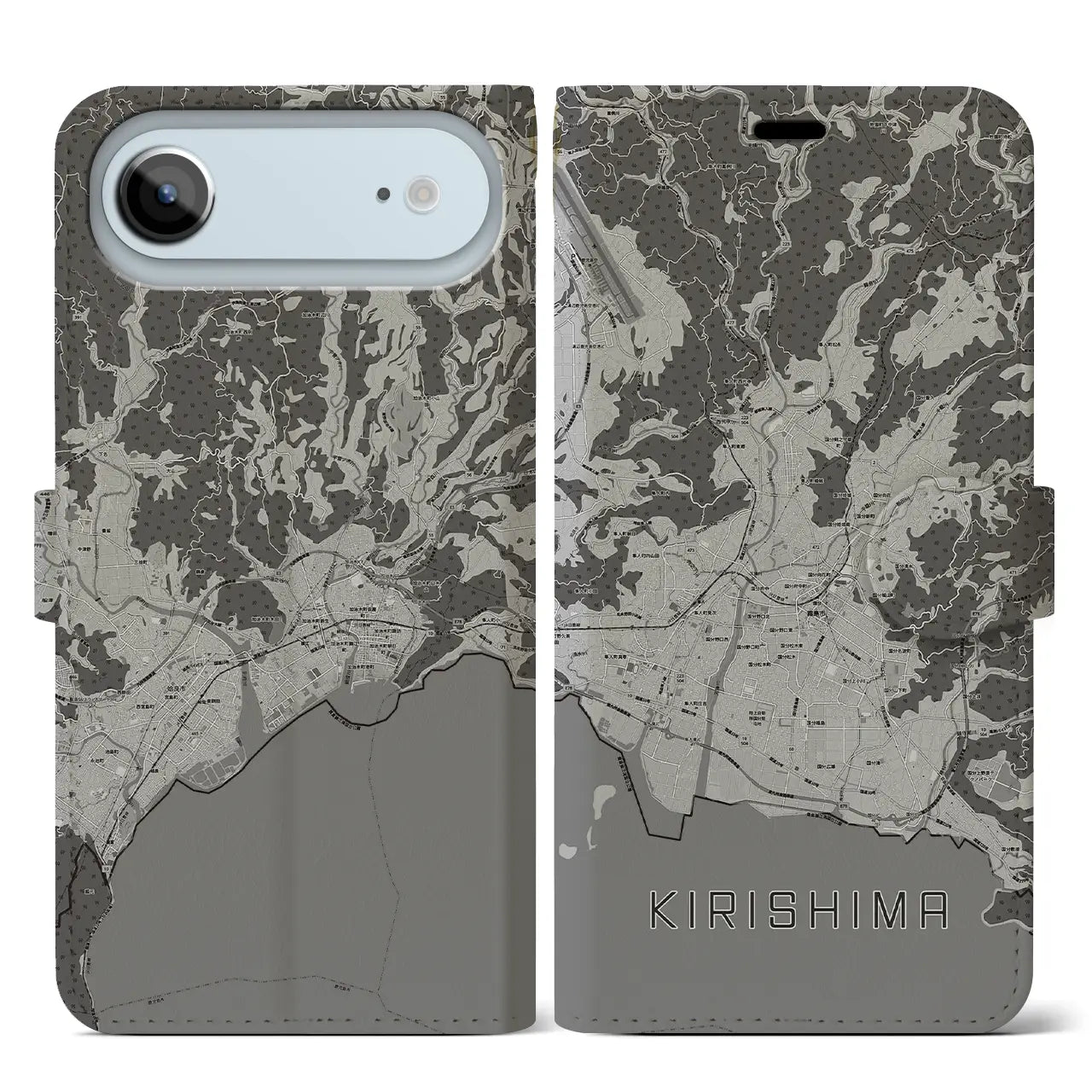 【霧島（鹿児島県）】地図柄iPhoneケース（手帳タイプ）