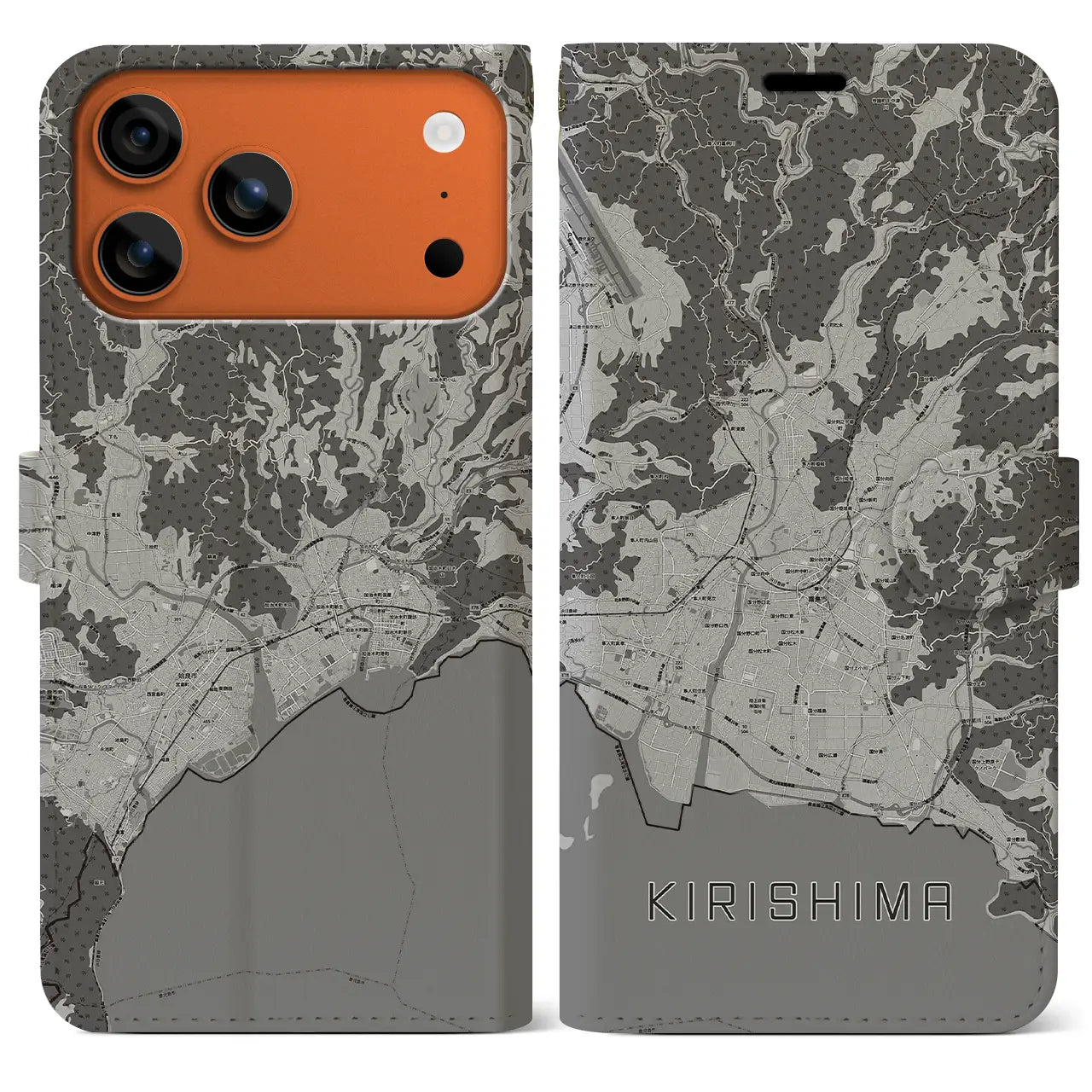 【霧島（鹿児島県）】地図柄iPhoneケース（手帳タイプ）