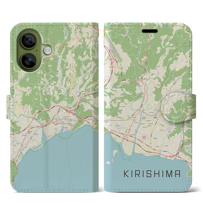 【霧島（鹿児島県）】地図柄iPhoneケース（手帳タイプ）