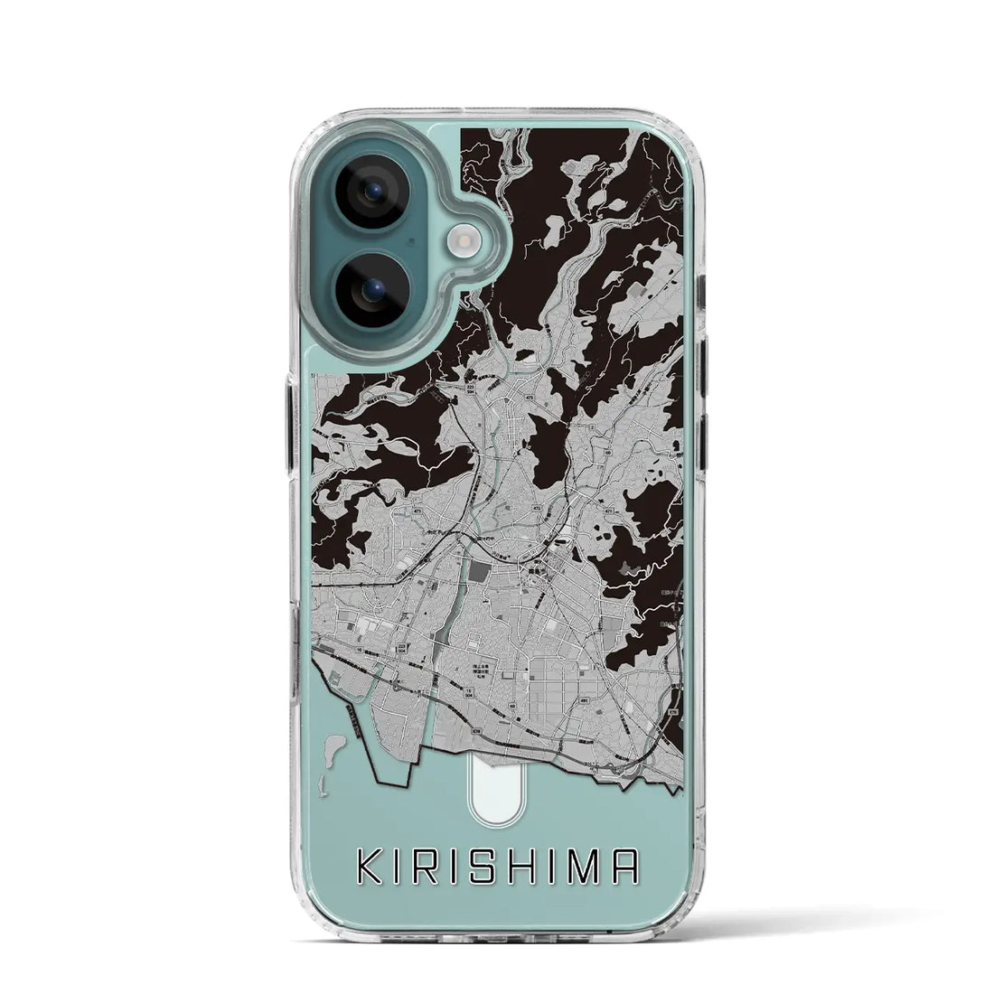 【霧島(鹿児島県)】地図柄iPhoneケース(MagSafeタイプ)モノトーン・iPhone 16 Pro 用