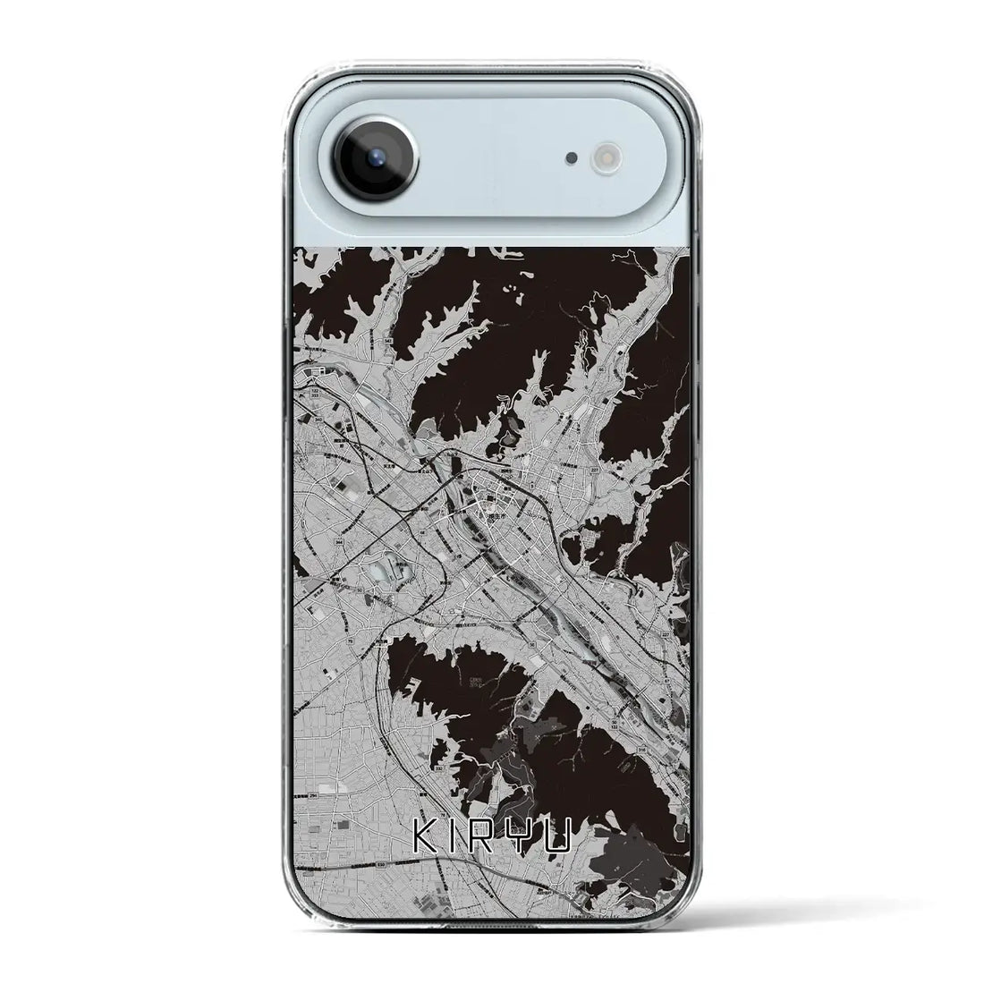 【桐生（群馬県）】地図柄iPhoneケース（クリアタイプ）モノトーン・iPhone 17 Pro Max 用