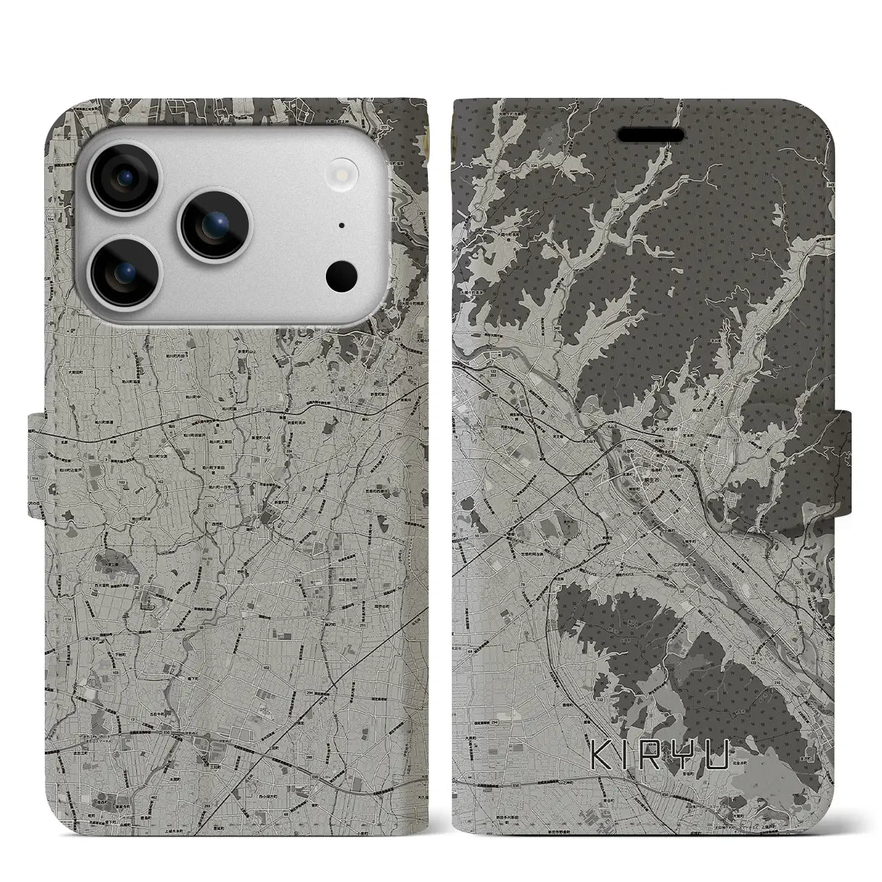 【桐生（群馬県）】地図柄iPhoneケース（手帳タイプ）