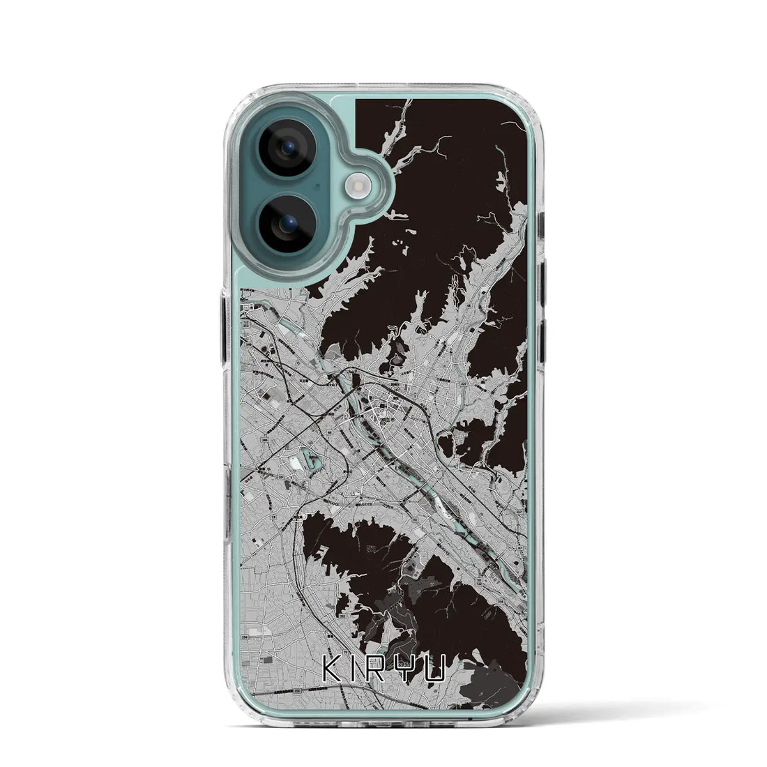 【桐生(群馬県)】地図柄iPhoneケース(MagSafeタイプ)モノトーン・iPhone 16 Pro 用