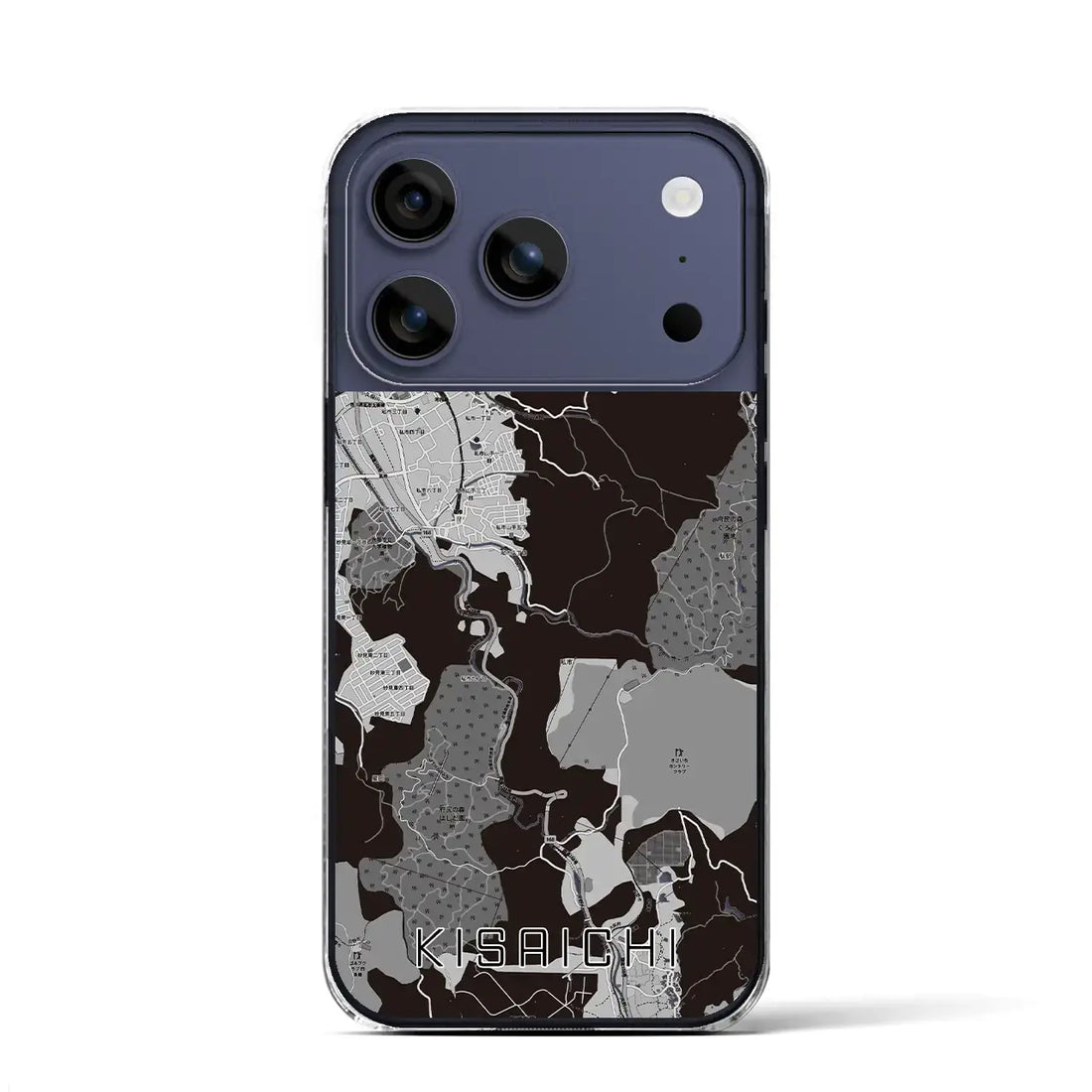 【私市（大阪府）】地図柄iPhoneケース（クリアタイプ）モノトーン・iPhone 17 Pro Max 用