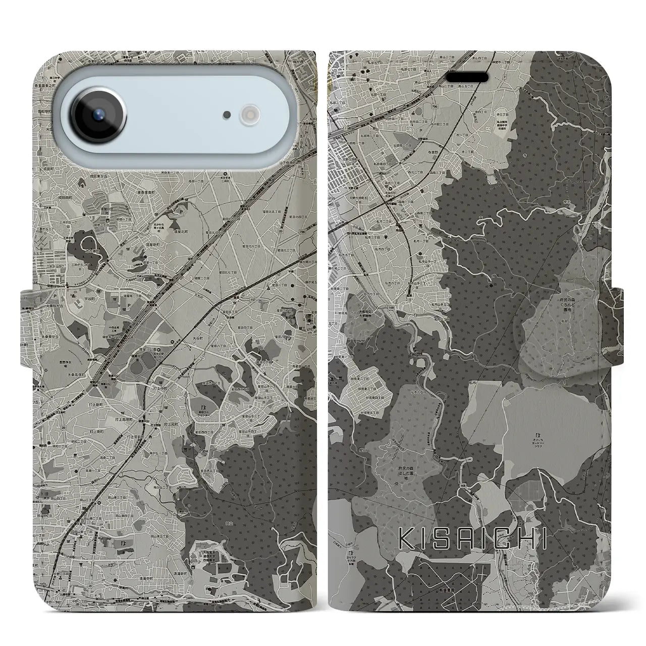 【私市（大阪府）】地図柄iPhoneケース（手帳タイプ）