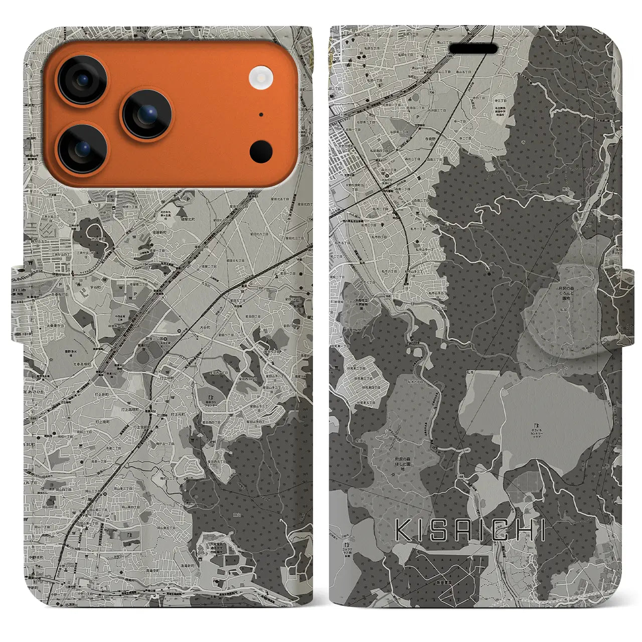 【私市（大阪府）】地図柄iPhoneケース（手帳タイプ）