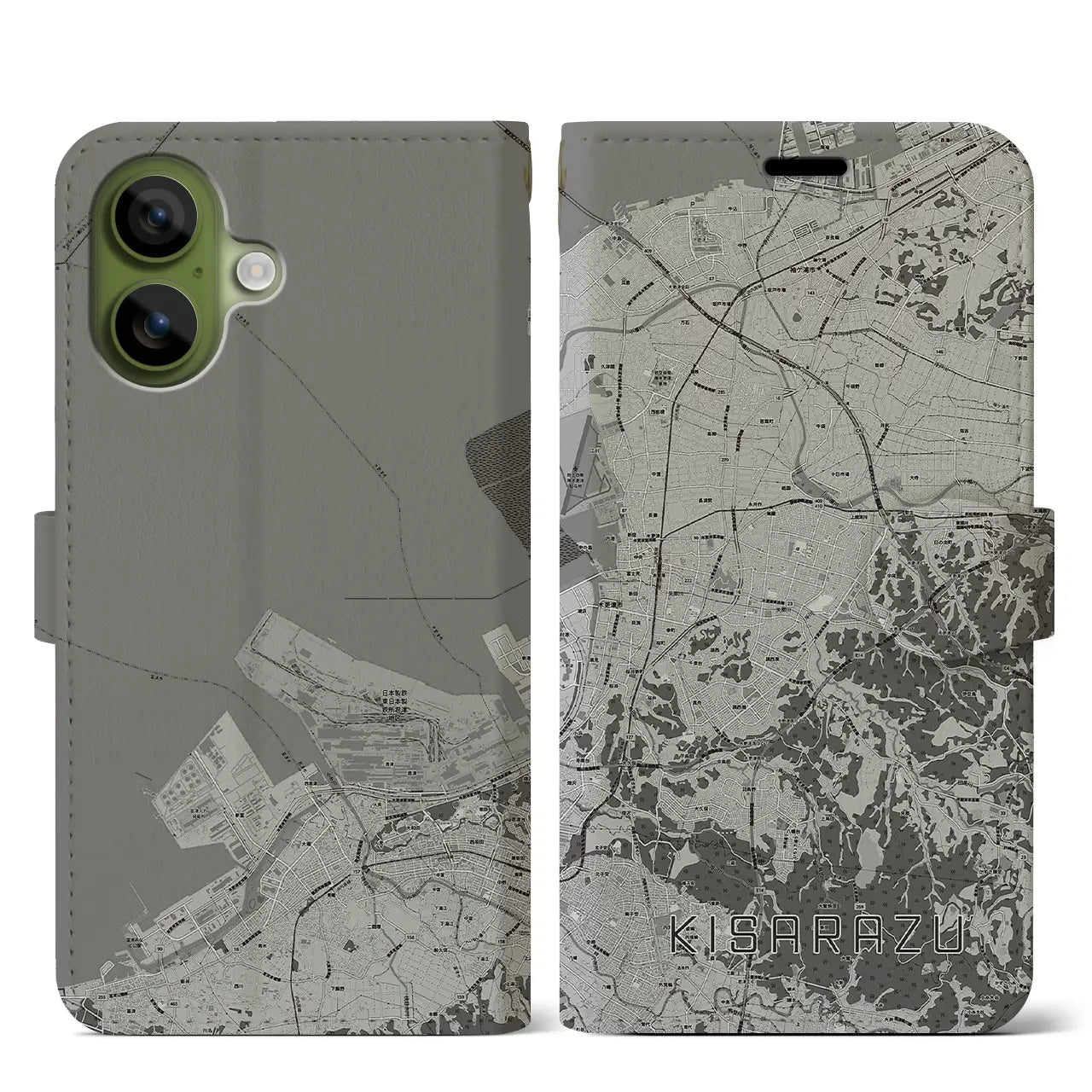 【木更津（千葉県）】地図柄iPhoneケース（手帳タイプ）