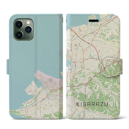 【木更津（千葉県）】地図柄iPhoneケース（手帳タイプ）ナチュラル・iPhone 11 Pro 用