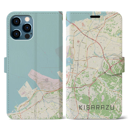 【木更津（千葉県）】地図柄iPhoneケース（手帳タイプ）ナチュラル・iPhone 12 / 12 Pro 用