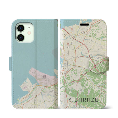 【木更津（千葉県）】地図柄iPhoneケース（手帳タイプ）ナチュラル・iPhone 12 mini 用