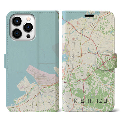 【木更津（千葉県）】地図柄iPhoneケース（手帳タイプ）ナチュラル・iPhone 13 Pro 用