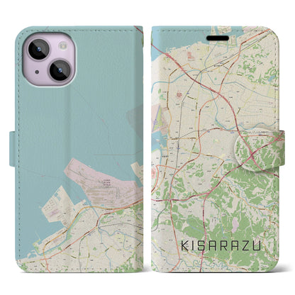 【木更津（千葉県）】地図柄iPhoneケース（手帳タイプ）ナチュラル・iPhone 14 用