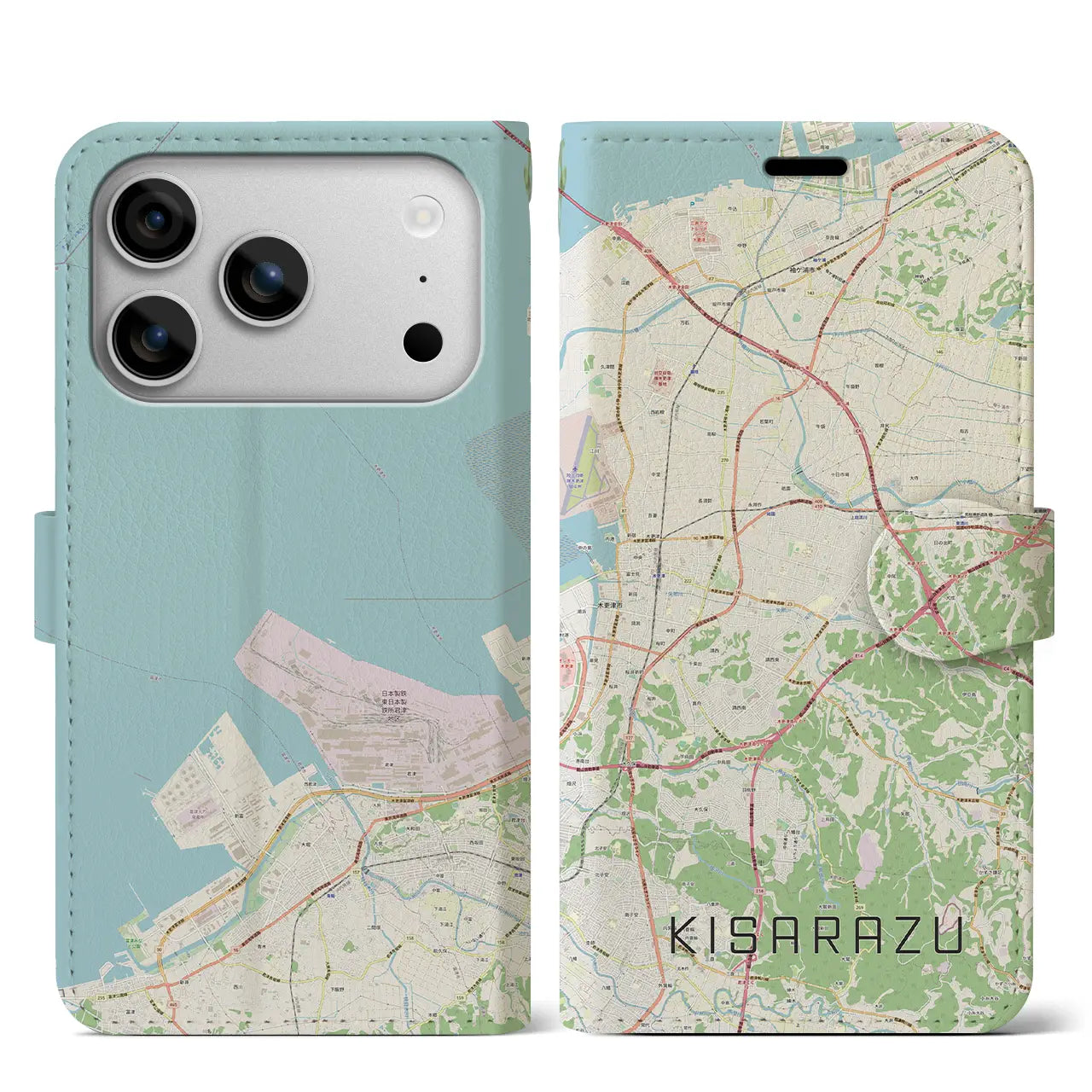 【木更津（千葉県）】地図柄iPhoneケース（手帳タイプ）