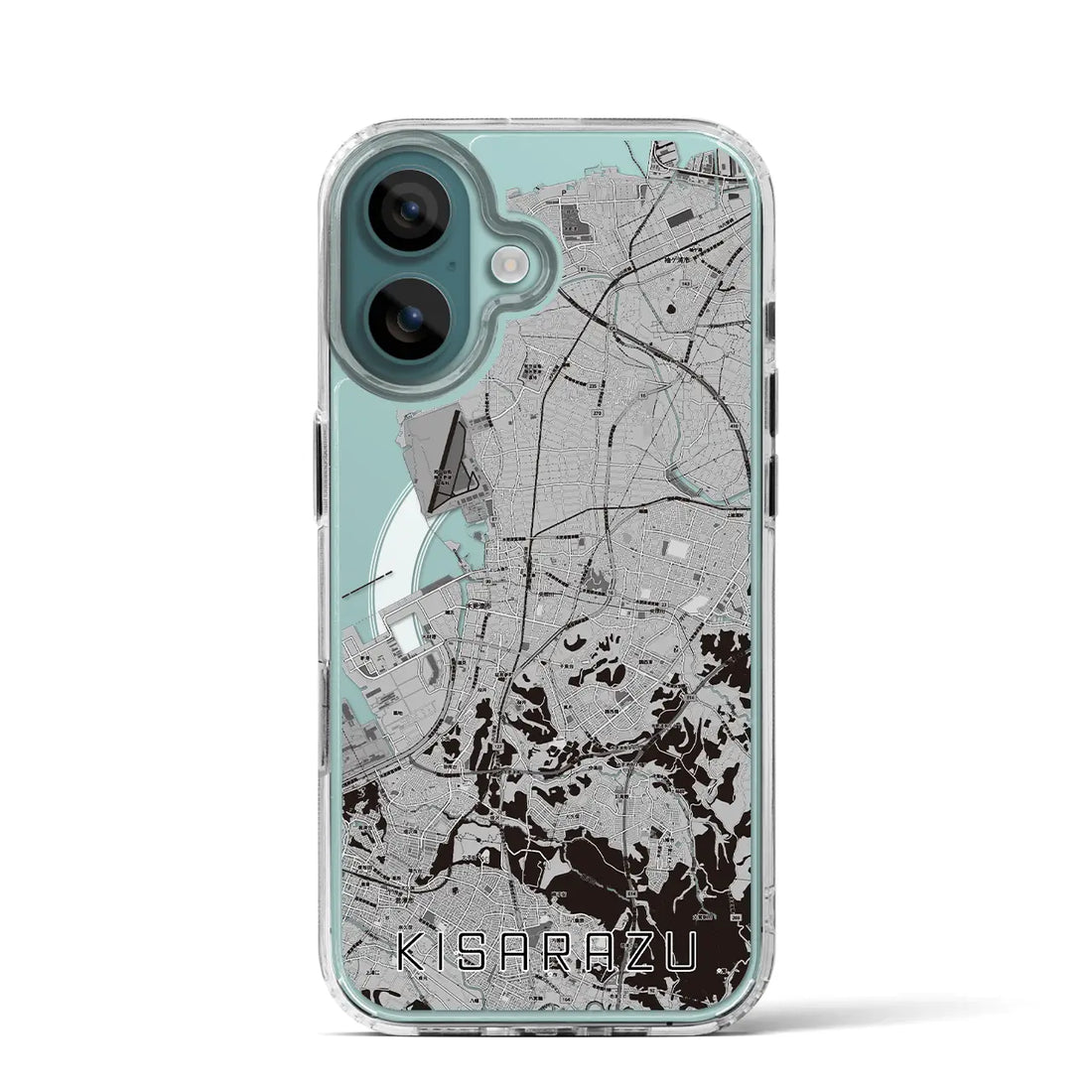 【木更津（千葉県）】地図柄iPhoneケース（MagSafeタイプ）モノトーン・iPhone 16 Pro 用