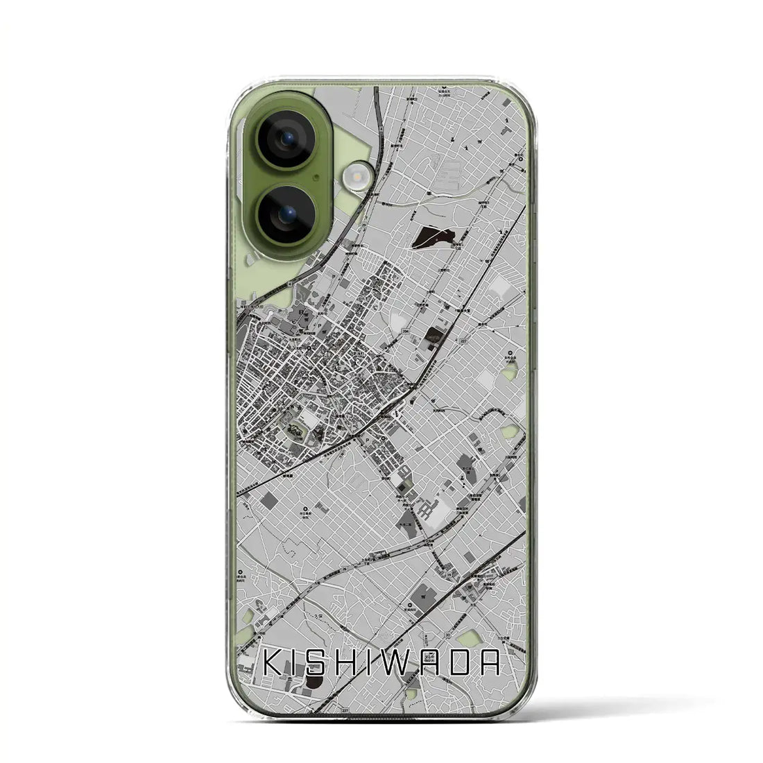 【岸和田（大阪府）】地図柄iPhoneケース（クリアタイプ）モノトーン・iPhone 17 Pro Max 用