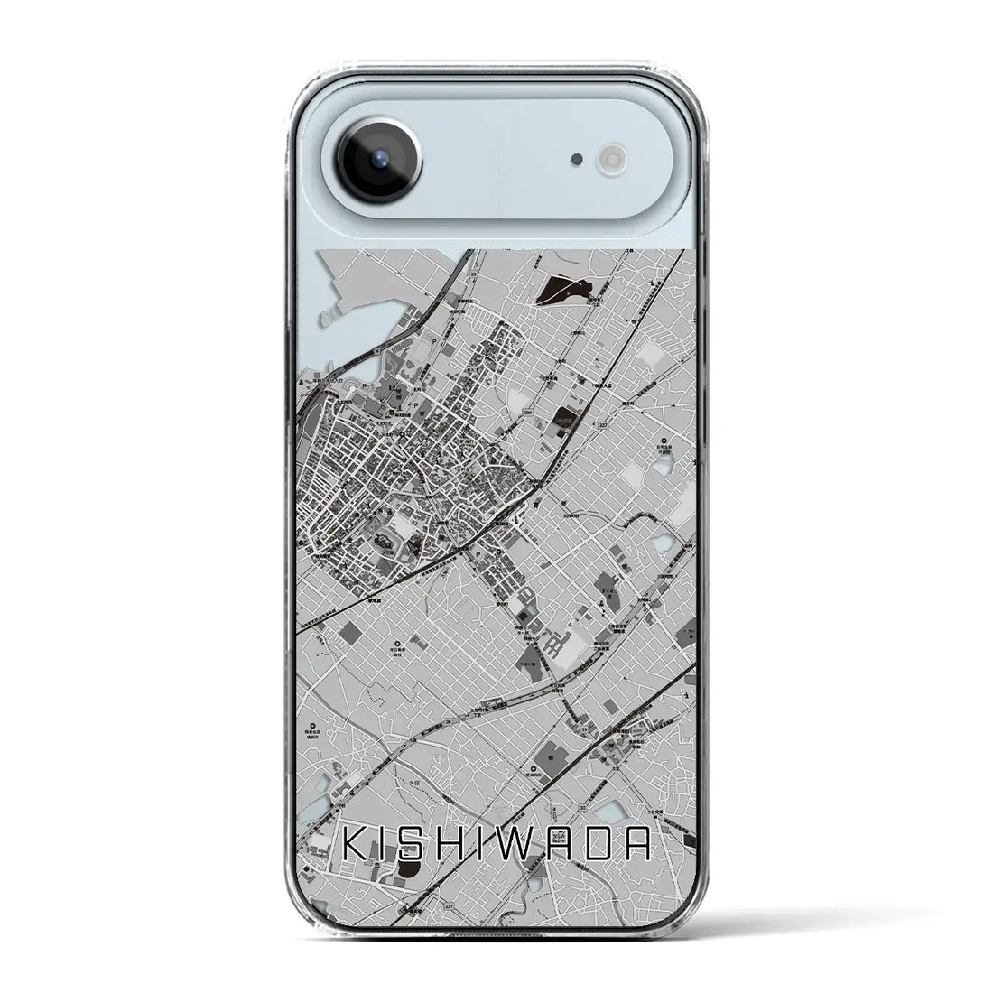 【岸和田（大阪府）】地図柄iPhoneケース（クリアタイプ）モノトーン・iPhone 17 Pro Max 用