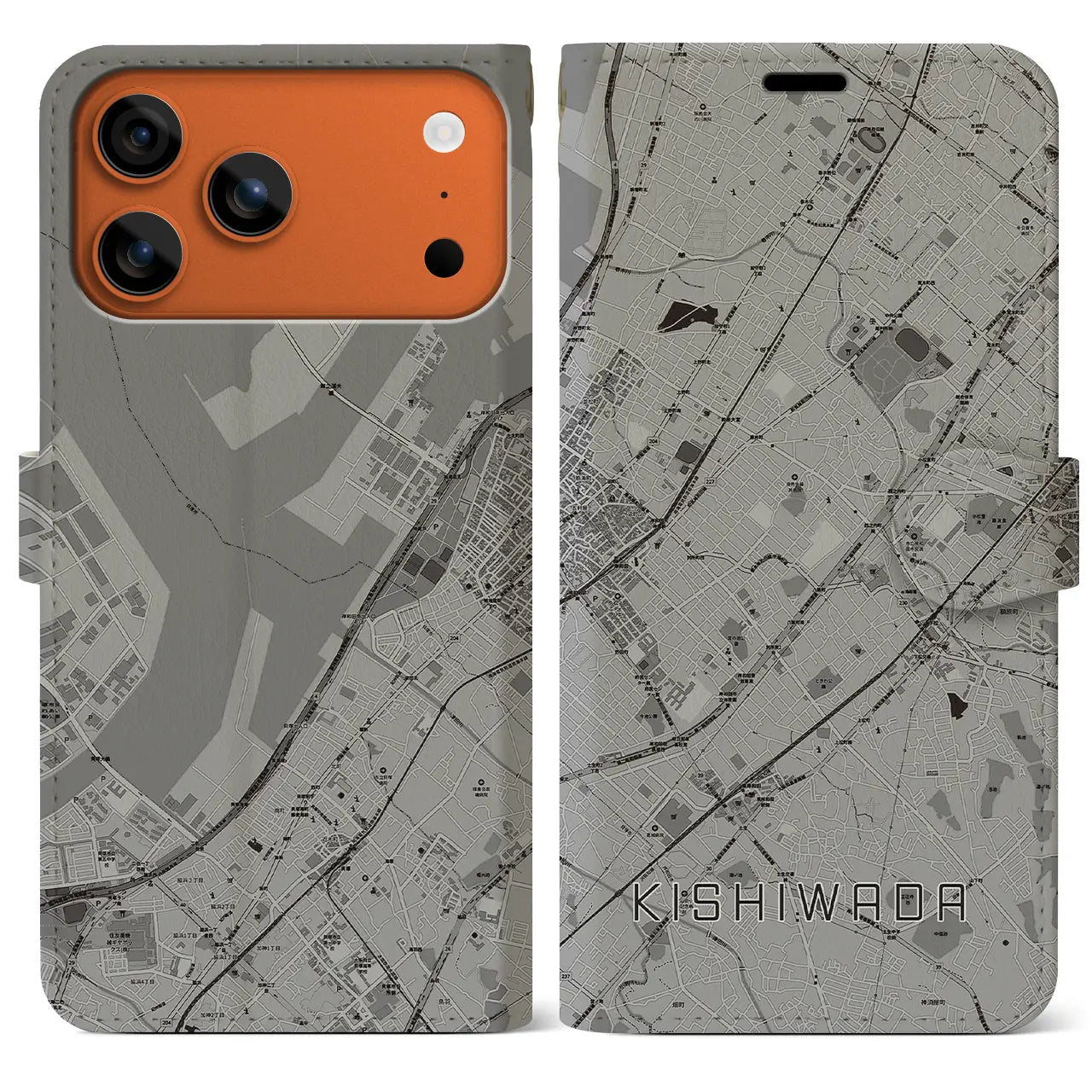 【岸和田（大阪府）】地図柄iPhoneケース（手帳タイプ）