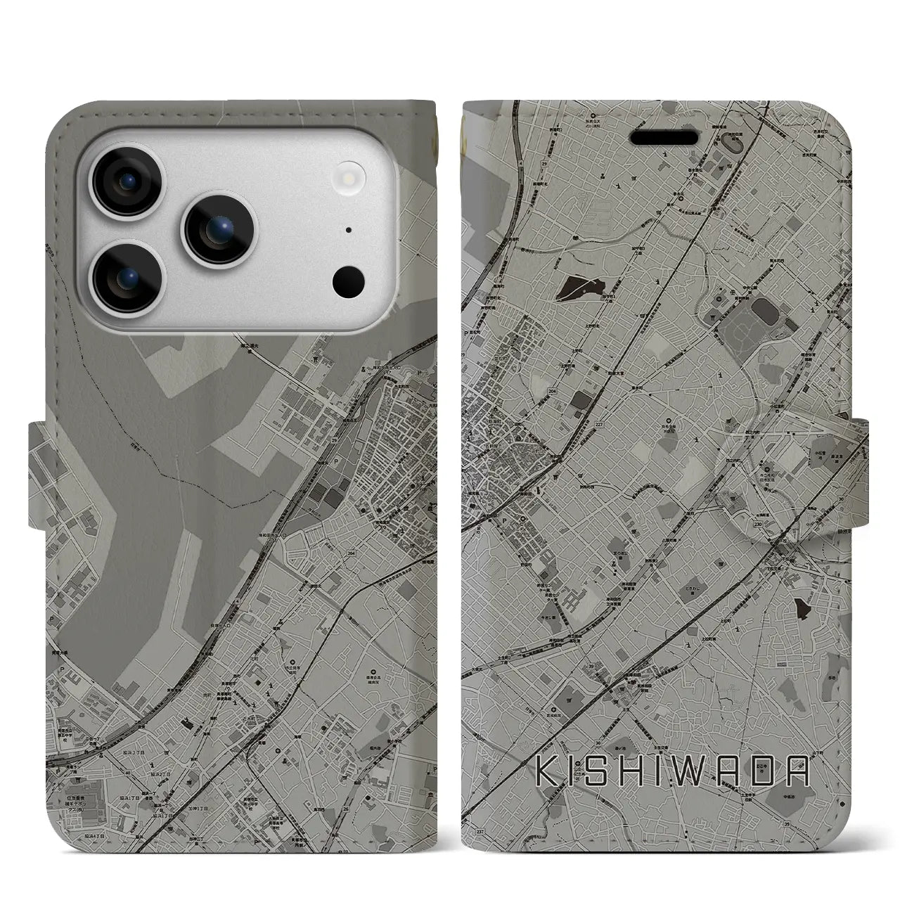 【岸和田（大阪府）】地図柄iPhoneケース（手帳タイプ）