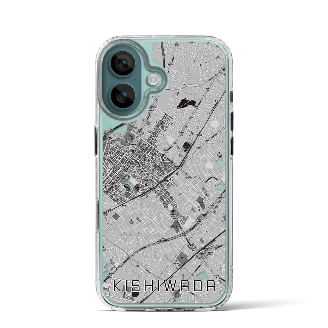 【岸和田(大阪府)】地図柄iPhoneケース(MagSafeタイプ)モノトーン・iPhone 16 Pro 用