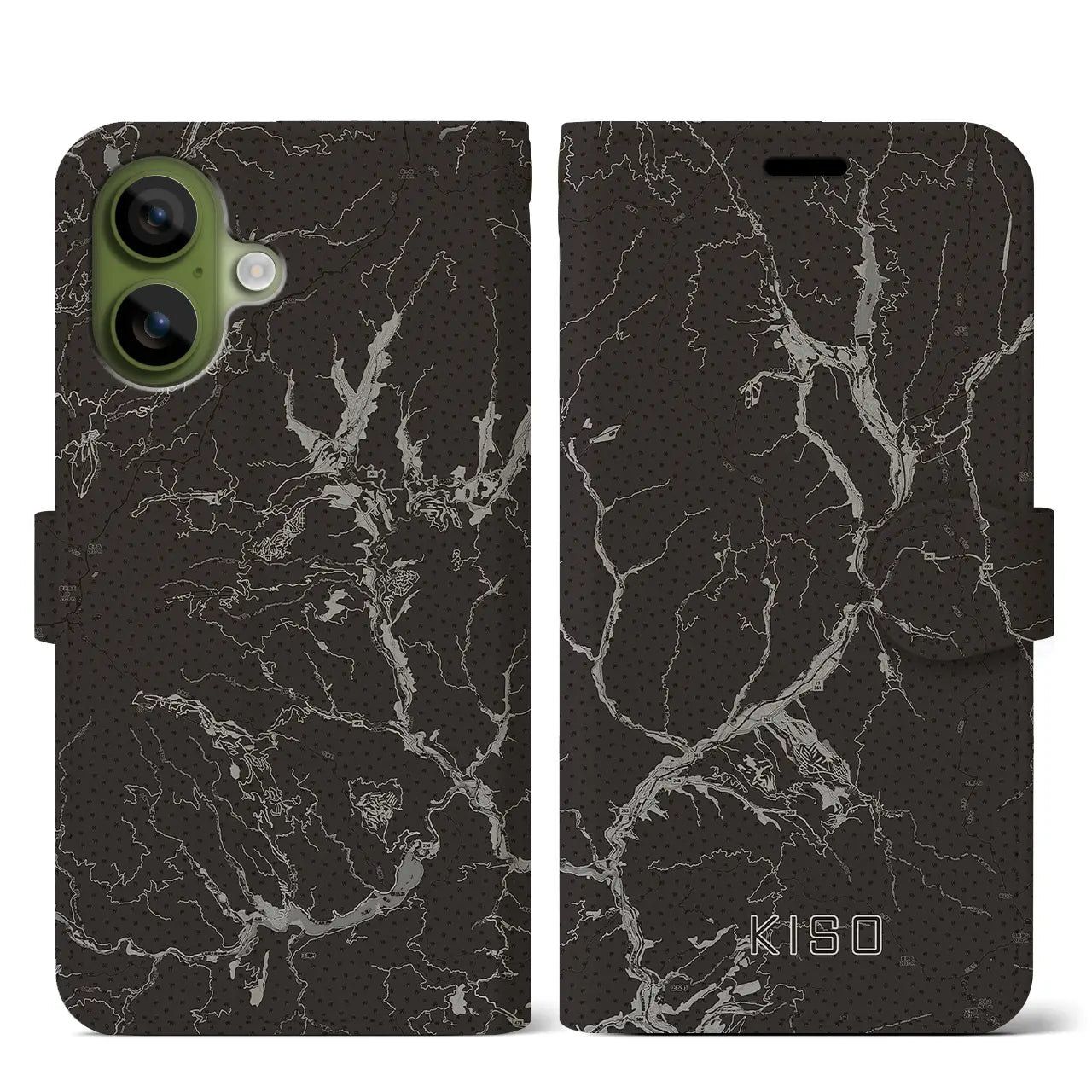 【木曽（長野県）】地図柄iPhoneケース（手帳タイプ）