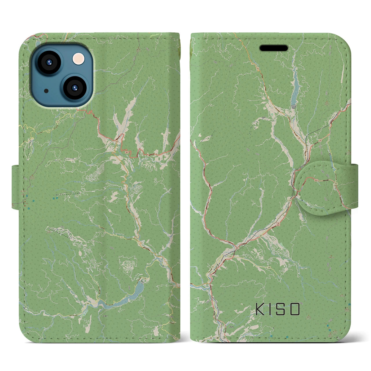 【木曽（長野県）】地図柄iPhoneケース（手帳タイプ）