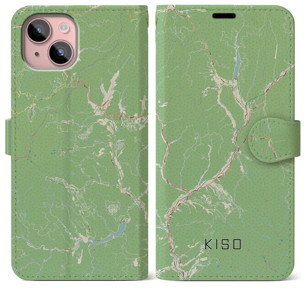 【木曽（長野県）】地図柄iPhoneケース（手帳タイプ）