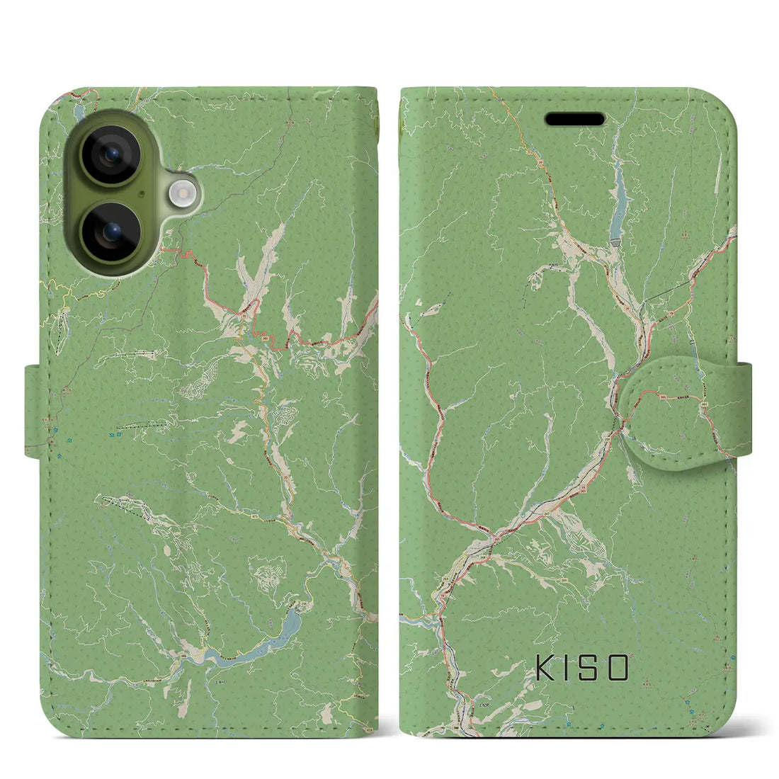 【木曽（長野県）】地図柄iPhoneケース（手帳タイプ）ナチュラル・iPhone 17 Pro Max 用