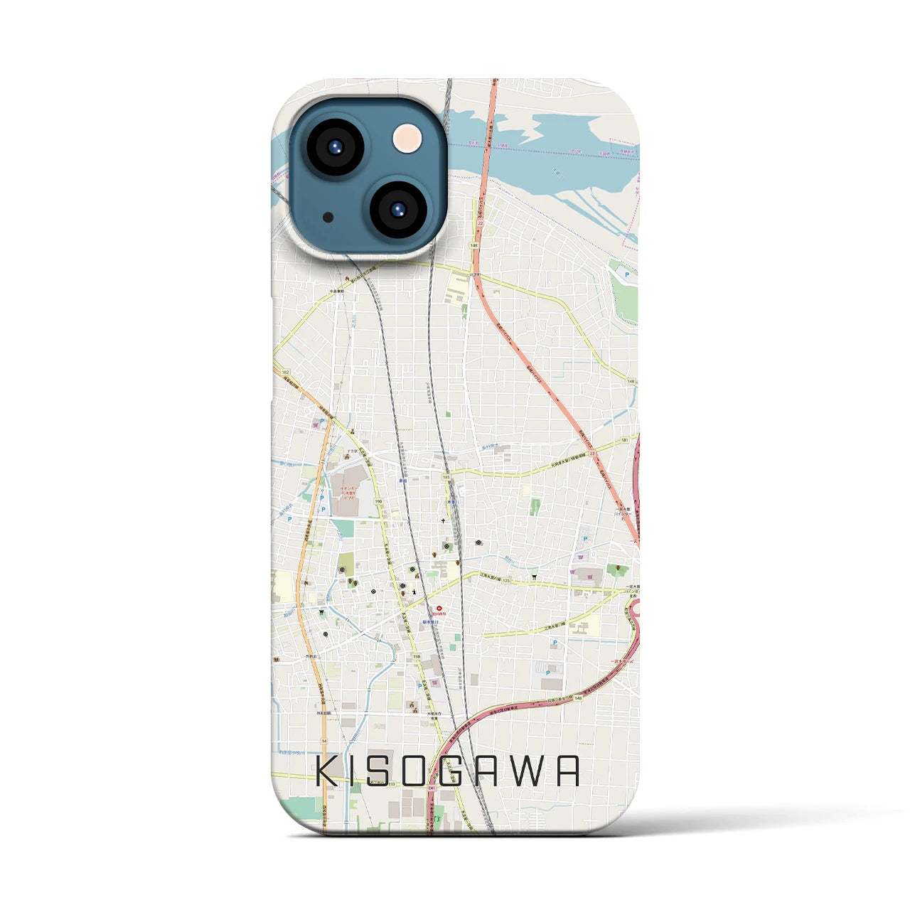 【木曽川（愛知県）】地図柄iPhoneケース（バックカバータイプ）