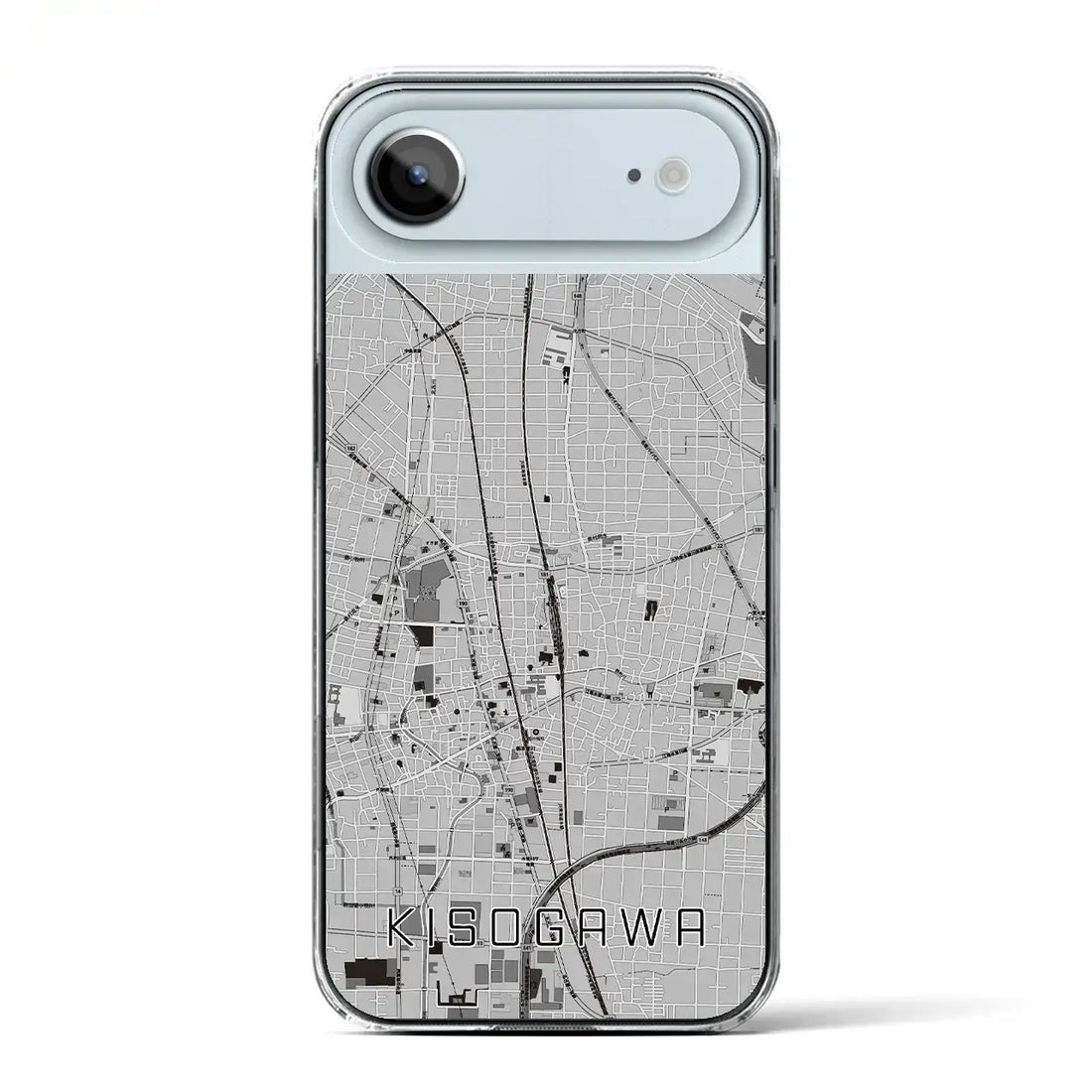 【木曽川（愛知県）】地図柄iPhoneケース（クリアタイプ）モノトーン・iPhone 17 Pro Max 用