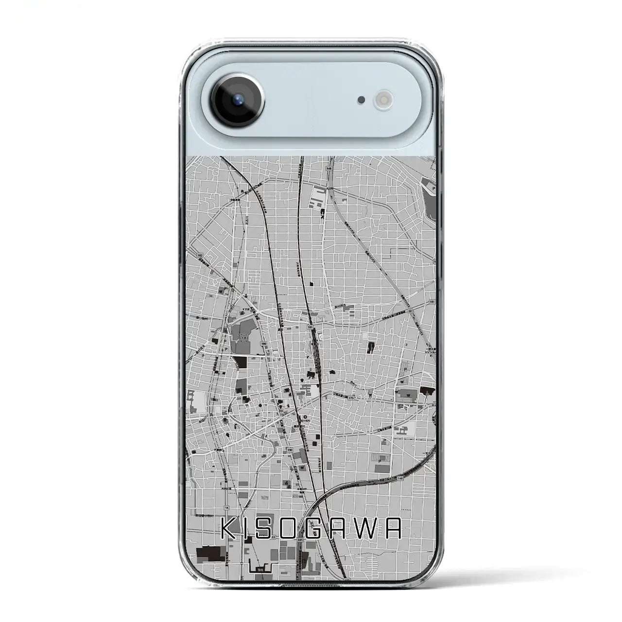 【木曽川（愛知県）】地図柄iPhoneケース（クリアタイプ）モノトーン・iPhone 17 Pro Max 用