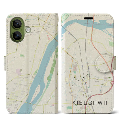 【木曽川（愛知県）】地図柄iPhoneケース（手帳タイプ）