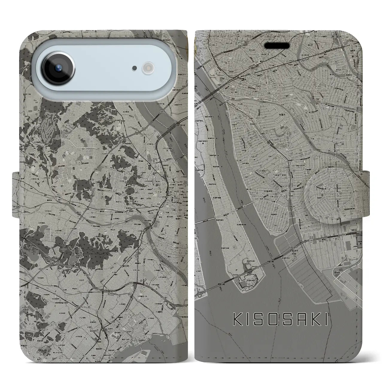 【木曽岬（三重県）】地図柄iPhoneケース（手帳タイプ）