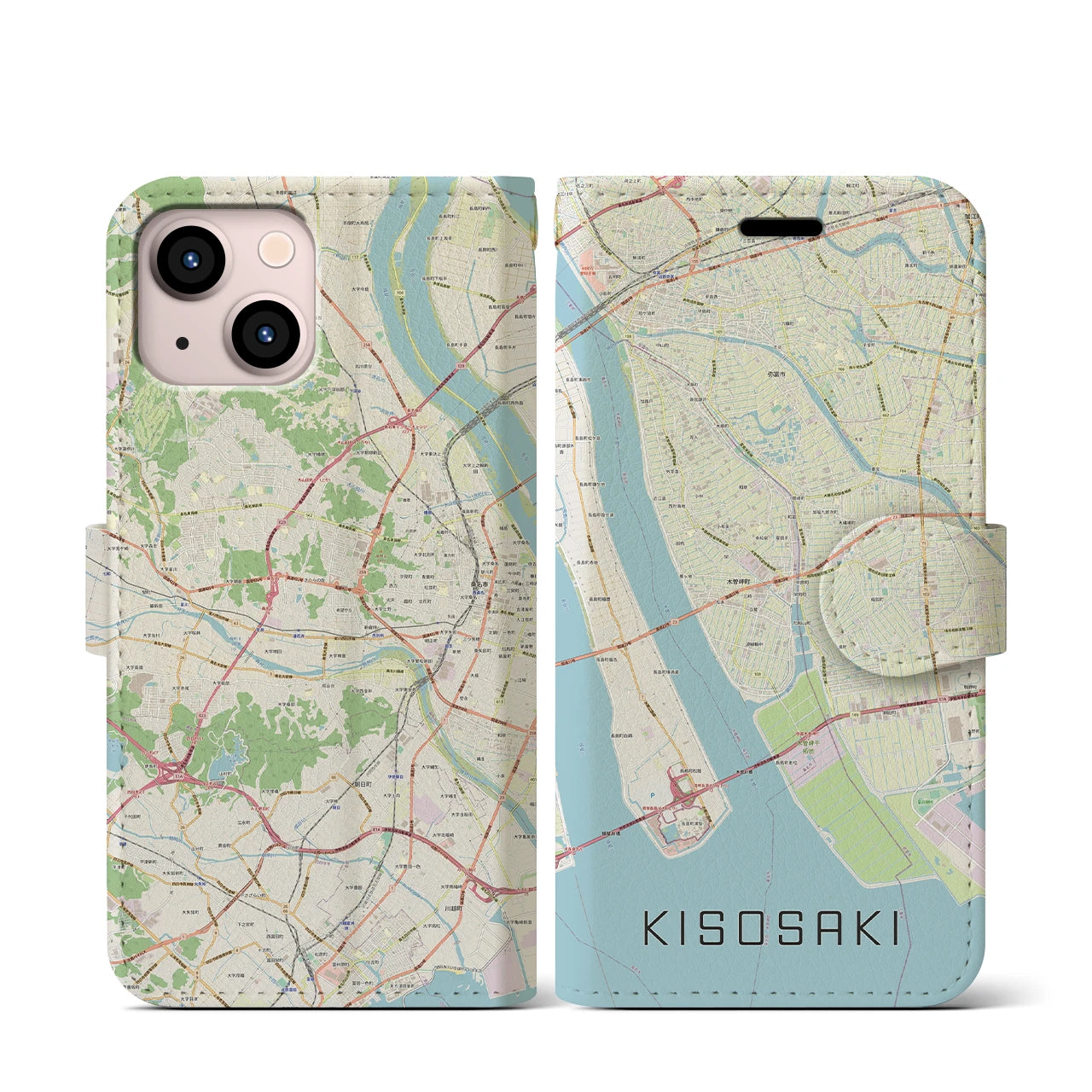 【木曽岬（三重県）】地図柄iPhoneケース（手帳タイプ）