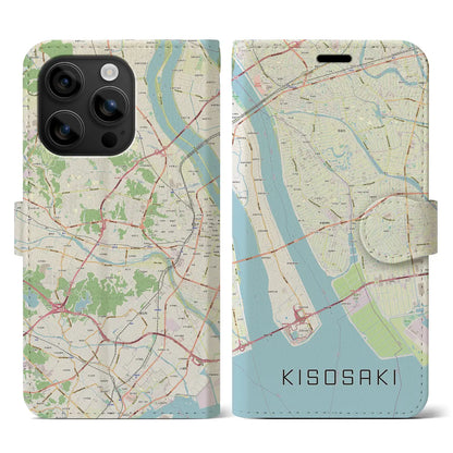 【木曽岬（三重県）】地図柄iPhoneケース（手帳タイプ）ナチュラル・iPhone 16 用